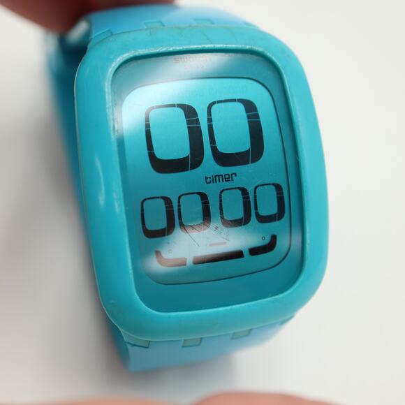 Swatch Touch Blue Digital 39mm Watch Alarm Chrono Timer Silicone w New Battery - Picture 15 of 16